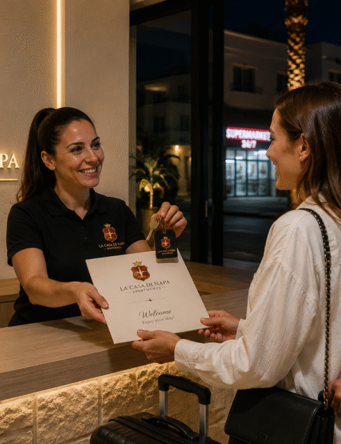 Late check in at La Casa Di Napa Apartments in Ayia Napa after reception hours