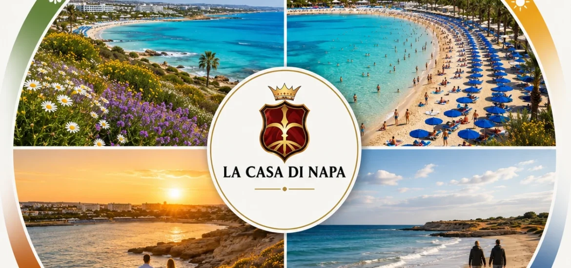 Ayia Napa weather throughout the four seasons with spring, summer, autumn and winter in Cyprus.