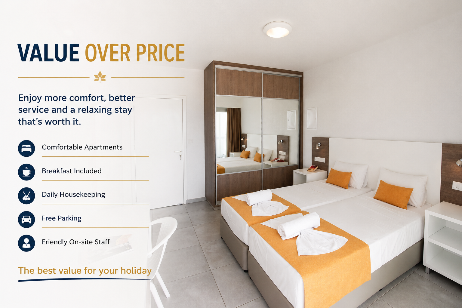 Modern apartment at La Casa Di Napa showing that value is more important than price when choosing cheap apartments in Ayia Napa.